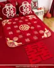 Alfombra de Bendición de Boda Bordada con la Palabra "Fu" para Cien Bendiciones, un Nacimiento Temprano de un Niño Precioso, la Prensa de la Cama de la Novia, una Colección Completa de Artículos de Preparación para la Boda para la Mujer