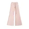 Pantalones de Yoga Ajustados Estilo Americano Levanta Glúteos para Primavera y Verano, Cintura Alta con Cordón, Ligeramente Acampanados, Adelgazantes, Alargan las Piernas, Casual Fitness de Largo Completo