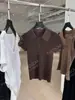 [Producto Destacado] Yuran 26 Nuevo para Primavera/Verano Hilo Brillante Dorado y Plateado Importado Suéter de Punto de Manga Corta con Cuello de Botones Pequeños