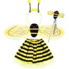 Fantasia de Halloween Infantil Asas de Abelha Adereços Fantasia de Performance Vestido de Dança Princesa Conjunto de Quatro Peças com Asas