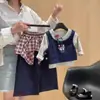Conjunto de Dos Piezas para Niñas, Moda Versátil Casual de Primavera, Estilo Coreano, Elegante Top de Tirantes y Pantalones de Pierna Ancha con Mangas Largas