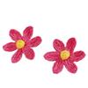 Nuevos pendientes de rafia con flores frescas y dulces tejidas a mano.