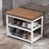 Gabinete Sencillo de Múltiples Niveles para Guardar Zapatos para la Entrada del Hogar, con Asiento, Cojín Suave de Hierro Forjado, Banco Multifuncional para Zapatos
