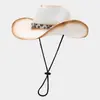 Sombrero de paja transfronterizo para mujer para la playa, estampado de leopardo estilo americano con decoración de diamantes de imitación, sombrero de protección solar para vacaciones de verano
