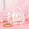 Monedero de pétalos de ángel de moda estilo Chanel 2021, bolso bandolera portátil de perlas de doble uso para niños 918