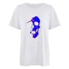 Top retro para mujer tipo swing luna Estampado de calaveras europeo y americano Cuello redondo Camiseta de manga corta Camiseta femenina Cuello redondo cuello