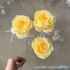Anna Rose Diamante Rosa de Três Cabeças Arco de Flores para Casamento Decoração Flor Artificial Flor de Casamento Atacado