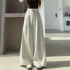 Traje de Algodón Lavado para Mujer Pantalones de Pierna Ancha Verano 2026 Nuevo Cintura Alta Holgado Casual Recto Largos
