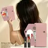 Adequado para capa de celular com espelho de maquiagem Samsung S26, capa de carteira de couro S25Ultra, capa protetora flip nova S24FE