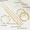 Pulseira Coração Pérola Ecológica Europeia e Americana Transfronteiriça Conjunto de 7 Peças Multicamadas Elástica Elegante de Alta Qualidade para Mulheres Ccb