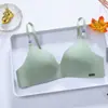 Sutiã popular minimalista estilo francês de seda gelada britânica, peça única com bojo espesso, push-up, sem aro, estilo do Sudeste Asiático