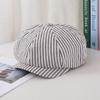 Boina Japonesa Retro Rayada para Mujer de Primavera y Verano, Hace que la Cara Parezca Más Pequeña, Transpirable, Sombrilla, Protección Solar, Circunferencia de Cabeza Grande, Gorra Octagonal de Moda