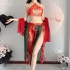 Lingerie sexy sexy puro desejo Hanfu traje antigo estilo palácio faixa abdominal conjunto tentação Dunhuang Apsara Fênix camisola feminina