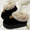Botas de Nieve de Suela Gruesa 2025 Otoño e Invierno Nuevo Estilo Engrosadas Antideslizantes Forradas de Lana Cálidos Zapatos de Algodón Pantuflas de Invierno para Interior del Hogar