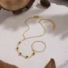 Corrente de Dedo Vintage Estilo Francês Verde Oliva Zircônia Aço Inoxidável para Mulheres, Ouro 18K, Estilo Festivo da Moda, Elegante e Conserva a Cor
