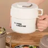 Copo de Aço Inoxidável 304 para Fast Food com Alça, Tigela para Macarrão Instantâneo com Tampa, Marmita Compartimentada para Trabalhadores de Escritório, Tigela de Almoço Grande Capacidade para Estudantes, Presente com Logo