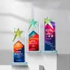 Trofeo de cristal colorido, artículo conmemorativo, grabado impresionante, medalla de premio para empleados destacados, trofeo creativo y de alta gama, impresión a color