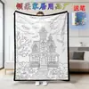 Manta Cruzada Amazon Novo Produto Artesanal Veludo Cristal Mais Vendido no Exterior Preto e Branco Manta Pai e Filho Halloween Peça Única 26 Peças para Colorir com Pincéis