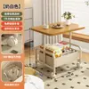 Carro Mesita de Café Móvil, Mesa Auxiliar Estilo Crema, Mesa Lateral para Sofá de Sala de Estar, Estante de Almacenamiento para Mesita de Noche de Dormitorio