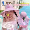 Chapéu capa de proteção solar infantil para o verão, aba larga proteção para o pescoço, proteção UV, chapéu de sol de desenho animado respirável para bebês meninos e meninas