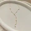 Colar Longo Europeu e Americano Transfronteiriço em Forma de Y com Cruz Microcravejada em Ouro para Mulheres, Nicho de Luxo Leve, Estiloso e Chamativo
