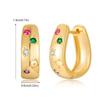 Brincos Estrela de Cinco Pontas Coloridos de Zircônia Estilo Retrô Europeu e Americano para Mulheres Leve Luxo Alto Padrão Moda Outono e Inverno Argola Brincos para Mulheres Joia de Orelha de Cobre