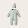 Macacão Liso para Bebê Primavera e Outono Malha Canelada Alta Elasticidade Roupa de Casa Macacão de Algodão Roupa de Dormir Roupa para Ar Condicionado