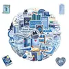 50 pegatinas azules cómodas de grafiti para amantes de los libros, pegatinas decorativas impermeables para botellas de agua y computadoras, pegatinas creativas para amantes de los libros al por mayor