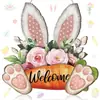 Cartel de Madera de Pascua Nuevo Producto Transfronterizo con Diseños Creativos de Conejo, Zanahoria y Flores para Decoración de Bienvenida