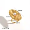Anillo Abierto Geométrico Irregular de Perla Transfronterizo para Mujer, Moda de Lujo Ligero Anillo Abierto de Oro de 18 Quilates, No se Desvanece