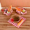 Conjunto de Piquenique Casa de Boneca Comida em Miniatura Brinquedo Casa de Boneca Comida Artificial Conjunto de Palitos para Brincar Enfeites Cena Ob1