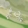 Pinzas para Orejas de Plata Pura S925 con Aguja de Plata y Lazo de Circonita, Simples y Delicadas, Estilo Juvenil, Pendientes de Moda de Gama Alta, Venta al por Mayor