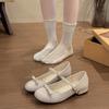 Zapatos Mary Jane de Moda con Lazo y Punta Baja para Mujer 2025 Verano Nuevos Estilo Coreano Tacón Grueso Elevadores Zapatos Pequeños de Cuero Rojos
