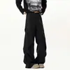Pantalones Casuales Plisados Acampanados de Nicho Estilo Americano para Hombre, Nuevos de Verano Vintage Sueltos de Pierna Recta Caídos Versátiles Pantalones de Vestir Negros