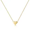 Collar de Amor Caliente Transfronterizo de 26 Letras Cobre Electrochapado 14K Corazón de Durazno Cadena Clavicular Letra Inicial de Corazón Collar para Pareja
