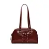 Bolso de Hombro Boston Retro Casual Color Sólido para Mujer 2024 Nuevo Invierno Spice Girl con Lazo