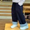 Artículos en Liquidación [Forrados de Polar] Pantalones Casuales para Niños y Niñas Estilo Coreano Pantalones de Pana a Cuadros con Puño Modernos