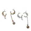 Pendientes Asimétricos de Estrella, Luna y Fresa de Cristal de Zircón Minimalistas Chapados en Oro, Dulces y Lindos, Estilo Japonés