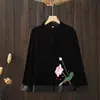 Outono 2024 Novo Estilo Chinês Bordado Pesado Emagrecedor Aveludado Versátil Moda Camisa de Veludo de Manga Longa