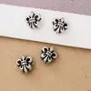 Prata 925 pura contas espaçadoras vintage cruz flor cruz contas soltas DIY punk rock pulseira retrô americana para homens e mulheres