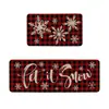 Alfombrillas de Navidad transfronterizas, lavables y fáciles de limpiar, absorbentes y antideslizantes, juego de alfombrillas de cocina de terciopelo de cristal