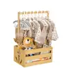 Caja de Almacenamiento de Ropa Infantil de Madera, Caja de Almacenamiento para el Hogar, Armario Colgante de Bebé de Madera, Estante de Almacenamiento de Juguetes para Regalo