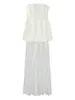 Traje Casual de Fiesta Nuevo para Mujer Transfronterizo Europeo y Americano 2025 Top Tubo con Cintura + Falda Larga de Encaje de Cintura Alta