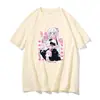 Estética japonesa streetwear Harajuku top informal kawaii gato mujer verano holgado Cuello redondo