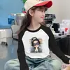 Ropa interior térmica de forro polar para niñas Otoño Invierno Estilo Nuevo Ropa interior para niños medianos y grandes Camiseta de manga larga con bloques de color cálido y elegante Parte superior de cuello redondo