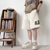 Pantalones Cortos Patchwork con Letras Grandes para Hombre, Marca de Moda, Versátiles, Cintura Elástica, Pantalones Casuales Sueltos de Cinco Puntos para Adolescentes, Pantalones de Longitud Media para Hombre