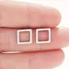 Pendientes Cuadrados Europeos y Americanos de Acero Inoxidable Transfronterizos Que No Se Desvanecen, Joyería Unisex de Alta Gama, Joyería de Pendientes de Acero de Titanio
