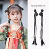 Peruca infantil Hanfu, laço, trança de pérola, coque antigo, rabo de cavalo duplo, acessórios de cabelo falsos, fabricantes, atacado