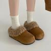 Pantuflas de Algodón Birkenstock Estilo Perezoso para Uso Exterior Femenino Nuevo Estilo Otoño e Invierno 2025 Pantuflas Medias Peludas con Forro de Lana de Moda