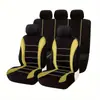 Funda de Asiento Universal de Coche de Cinco Plazas Temu Amazon Transfronteriza con Diseño de Línea de Cintura, Cojín de Asiento de Tela, Funda de Asiento de Cobertura Completa